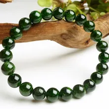 Натуральный Диопсид зеленый драгоценный камень браслет 8 мм Кристалл стрейч браслет из круглых бусин женщина мужчина