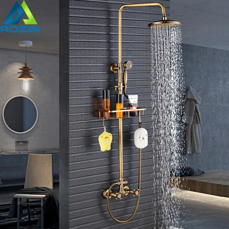 European Style Antique 8" Rainfall Shower Faucet With Commodity Shelf