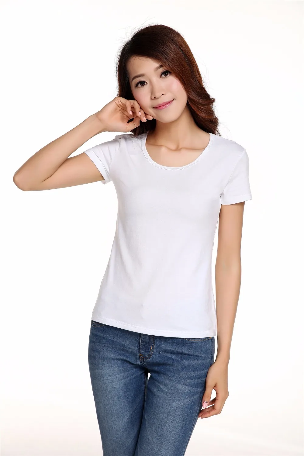 Solid Simple Pure white color shirt casual Tees personalized Tops For women & Girl-in T-Shirts 