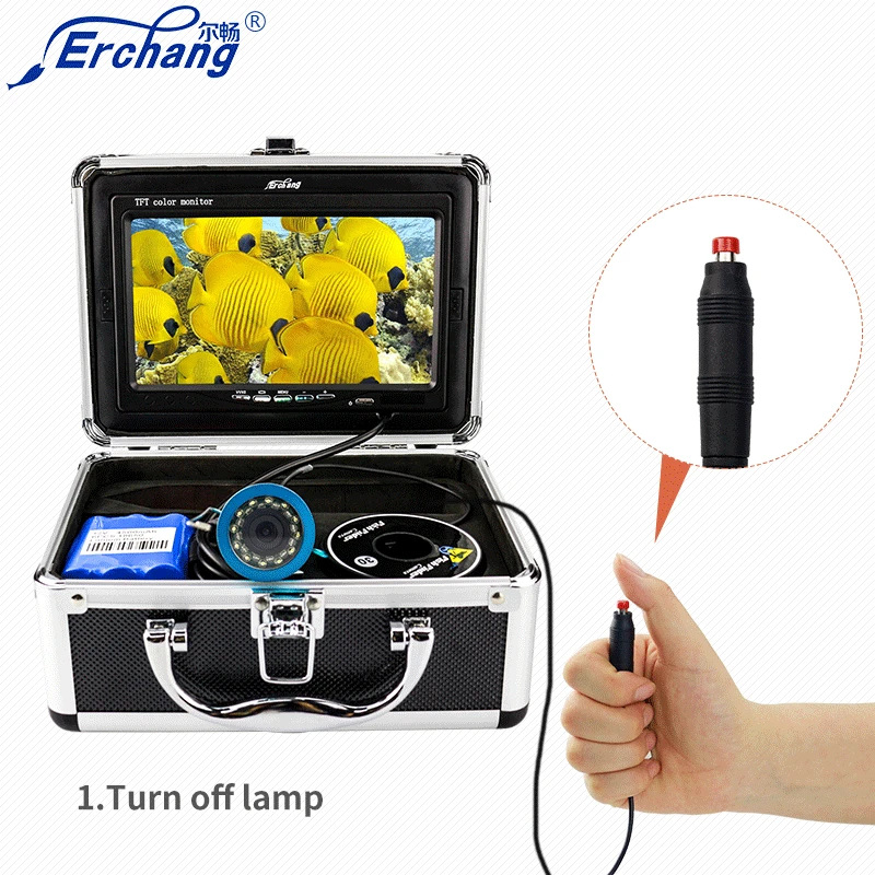 

Erchang 1000TVL 7"Color 2 IN 1 Underwater Camera Video Fish Finder Monitor Infrared IR LED Fish Finders Sea Fishing In English