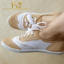 Туфли-броги цвета хаки и белого цвета на плоской подошве со шнуровкой; сезон весна-осень; Привлекательные, привлекательные, несравненные, благородные, пикантные, элегантные; FSJ