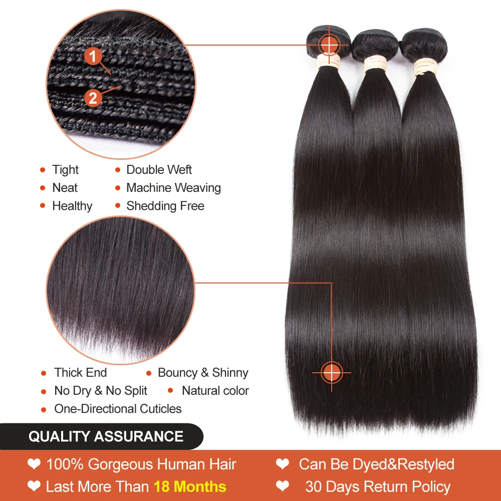 Sapphire Brazilian Straight Human Hair Weave Bundles Natural Color Remy Human Hair Extension Brazilian Human Hair Bundles