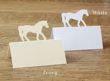

Personalised color horse pony rustic Wedding Party Escort place Cards Tent seating table number card Placecard