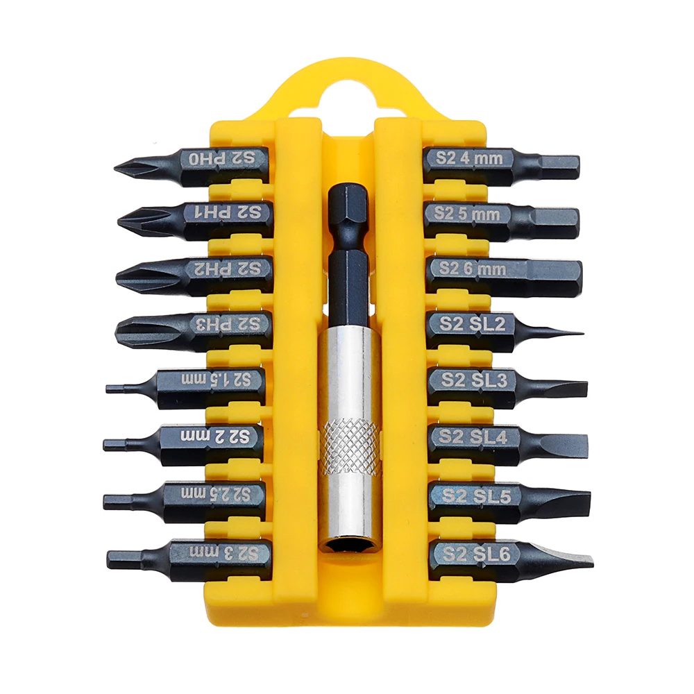 17Pcs Screwdriver Bits Set S2 Phillips Slotted Torx Hexagon Driil 1//4/" Hex Shank
