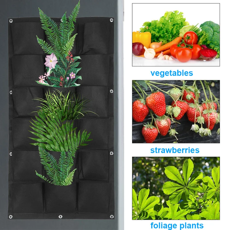 Настенный мешок для выращивания карманов садовый Войлок Вертикальный рост рассады Садоводство теплица сумка для хранения висящий комнатный горшок для растений