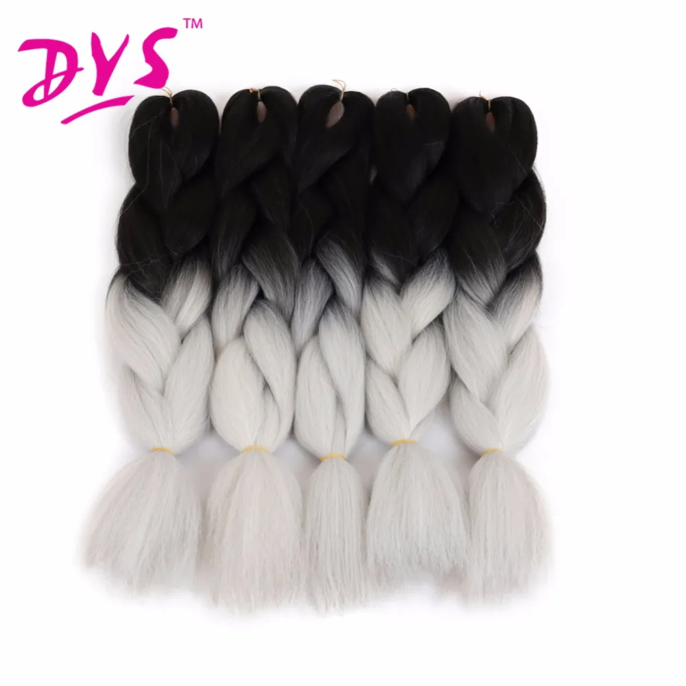 Deyngs 24Inch Ombre Kanekalon Braiding Hair Extensions Two Tone High Temperature Synthetic Jumbo Braid Hair 100gpcs