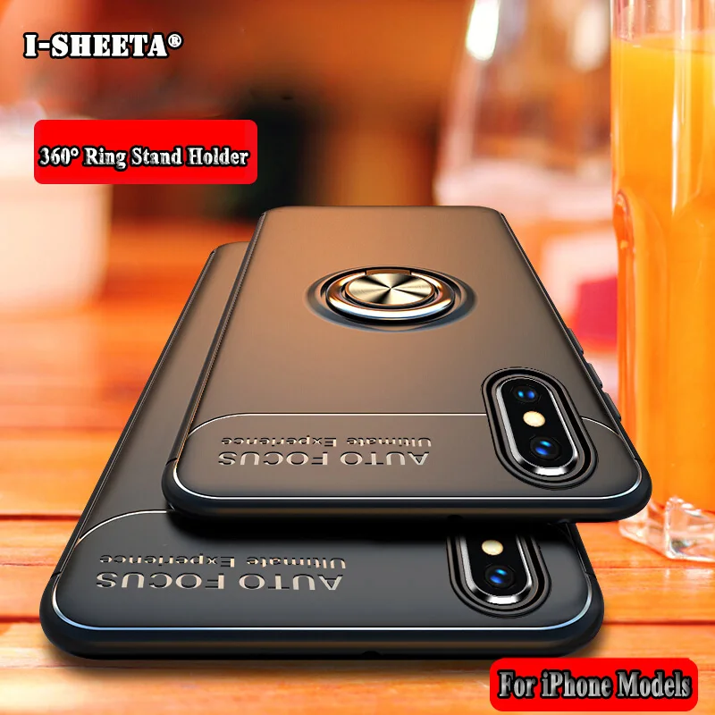 Shockproof Hybrid Case For Apple iPhone X XS Max XR XSMAX Soft TPU Silicone 360 Metal Magnetic Finger Ring Holder Back Cover |