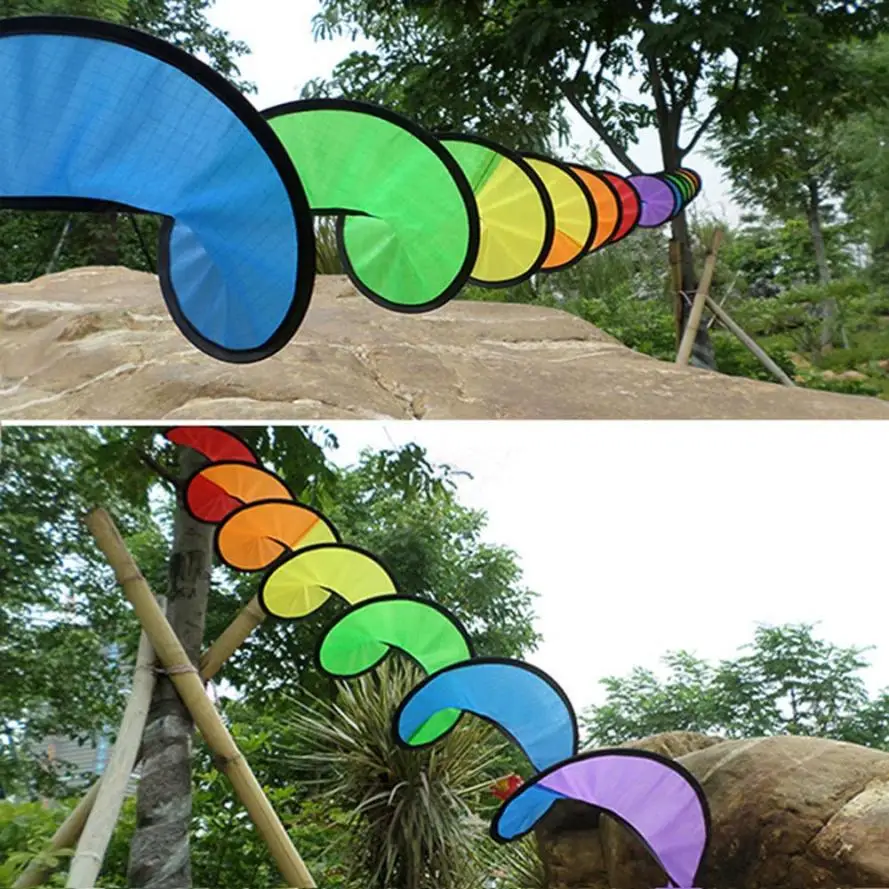 

1PC Rainbow Spiral Windmill Tent Colorful Wind Spinner Garden Home Decorations