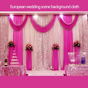 

3x3m ice silk elegant wedding background curtain hanging wedding supplies curtains background party activity bundle / tube