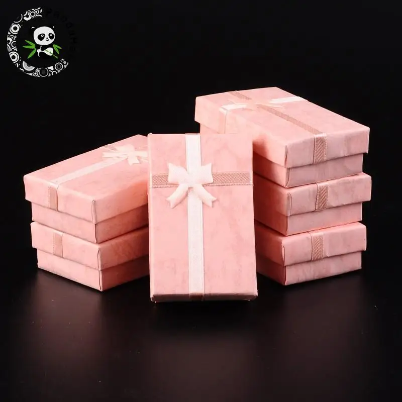 Cardboard Jewelry Boxes, with Bowknot and Sponge Inside, Rectangle