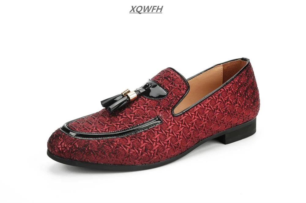 XQWFH/ г.; Мужская обувь; Роскошная брендовая кожаная повседневная обувь для вождения; мужские лоферы; итальянская обувь для мужчин на плоской подошве - Цвет: RED