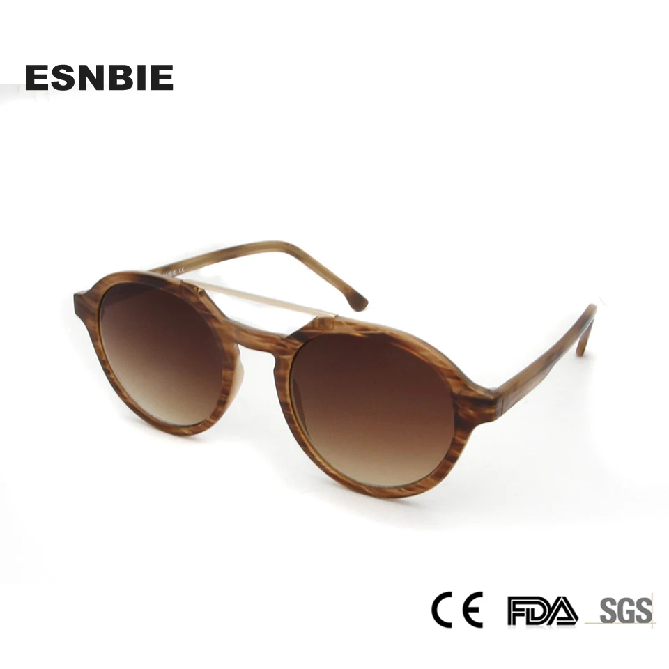 

ESNBIE Round Vintage Pilot Sunglasses Men Designer Sun Glasses For Women 2018 Green Oval Lens Eyewear UV400