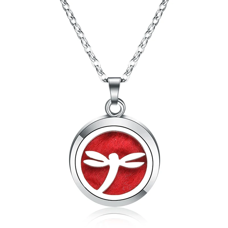 

Dragonfly Aroma Diffuser Locket Pendant Stainless Steel Magnetic Necklace Perfume Essential Oil Diffuser Aromatherapy Jewelry