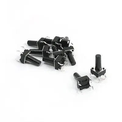 

10 Pcs Through Hole Mounted 4 Pins Momentary Tact Switch 6mmx6mmx12mm