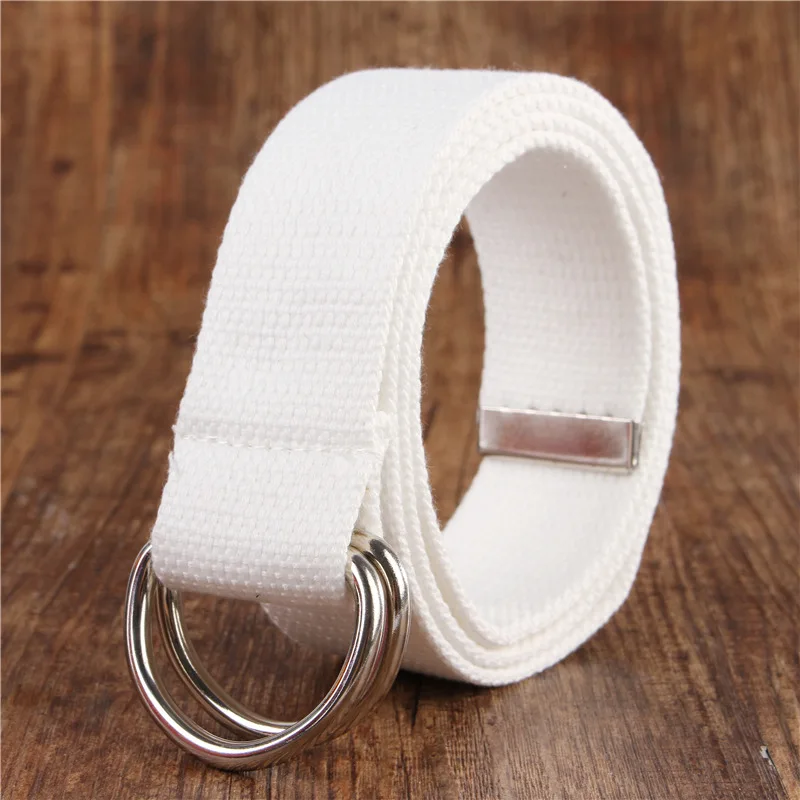 mens braided leather belt Fashion men / women belt D Shaped Double Ring Buckle Simple Solid Cotton Canvas All-match Unisex Canvas Belts Waist Belt luxury best belts for men Belts