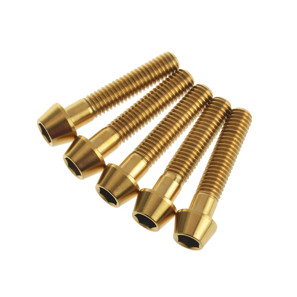 10 Pcs M6X20 Gold Bicycle Motorbike Titanium Ti Alloy Allen Hex Bolts Screw