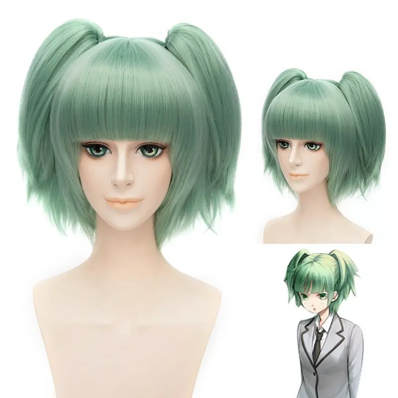 Koop Japanse Anime Assassination Classroom Kayano Kaede Groene Cosplay Pruik met 2 pony staarten Comic Rollenspel Haar