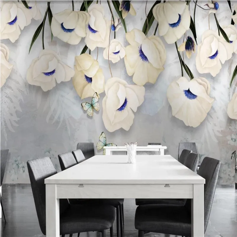 3d wallpaper modern minimalist fresh three-dimensional floral living room TV sofa wall custom photo wallpaper - mural 3d wallpaper modern minimalist fresh three-dimensional floral living room TV sofa wall custom photo wallpaper - mural