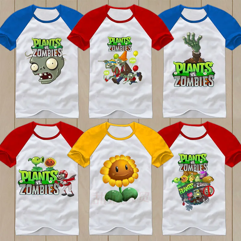 Summer Plants vs Zombies T shirt 100 cotton Children's clothes boy