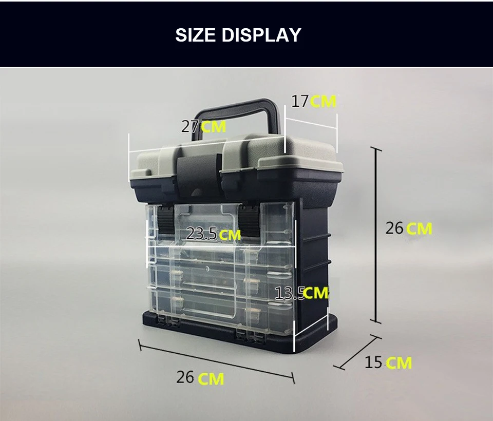 Профессиональный 4 слоя ручной Рыбная ловля чехол повышенной прочности из АБС-пластика Пластик рыболовные принадлежности рыболовные снасти Tool Box 27x17x26 см