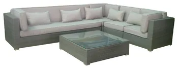 

All Weather Outdoor Sectional Sofa Grey 5 pc Wicker Corner Sofa Set