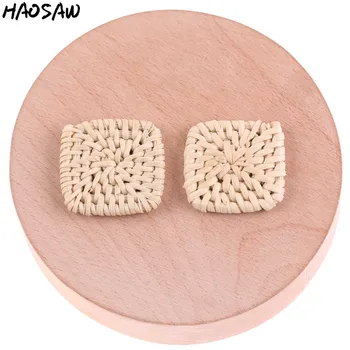 

30MM 20Pcs/Lot Square Natural Banboo Rattan Jewelry For DIY Handmade Accessories/Jewelry Findings/Earrings Accessories Making