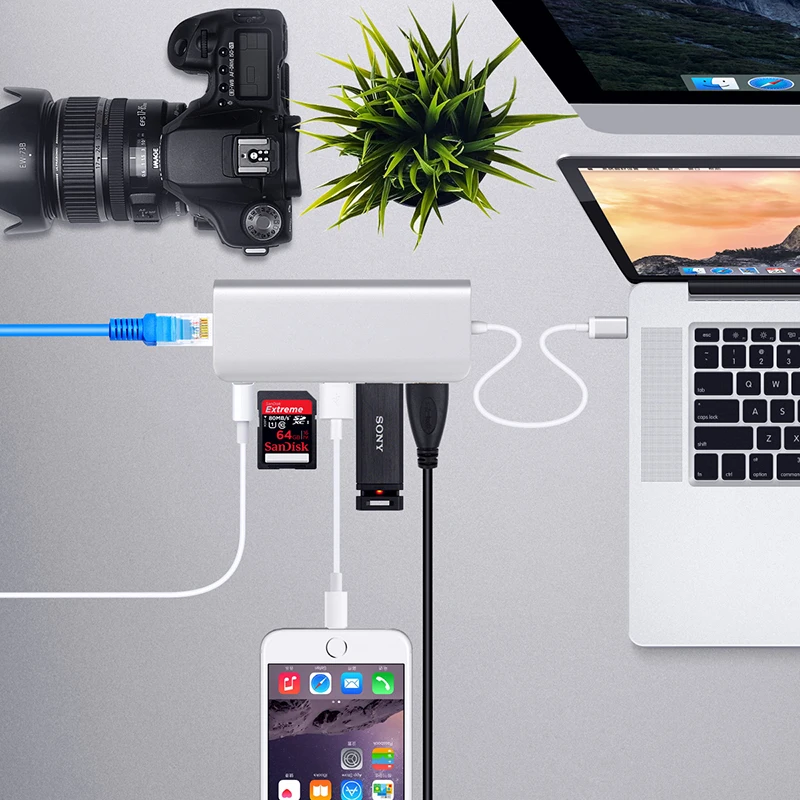 JZYuan-USB-Type-C-3-1-HUB-Multiport-Type-C-PD-Charging-RJ45-Gigabit-Ethernet-USB