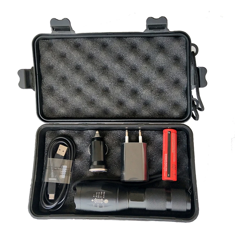 

Micro USB Charging port LED Flashlight L2 T6 1000LM Zoom Waterproof Torch use 18650 or AAA Battery Aluminum materials