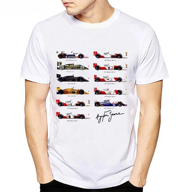 

All F1 Ayrton Senna Sennacars Men T Shirt Cars Fans Male Cool T-shirt Slim Fit White Fitness Casual Tops Tee Shirt Homme Camisa