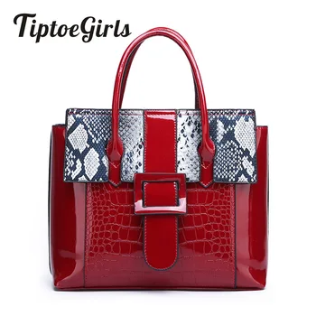 

Patent Leather Snake Stitching Ladies Handbag New Fashion High Quality Casual Wild Shoulder Messenger Bag