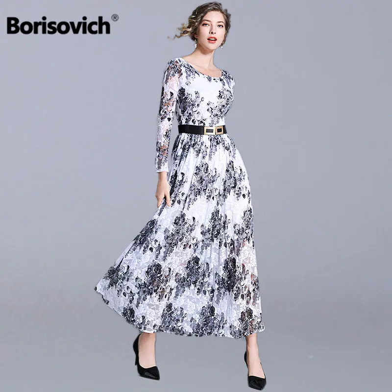 Женское кружевное длинное платье Borisovich повседневное элегантное вечернее