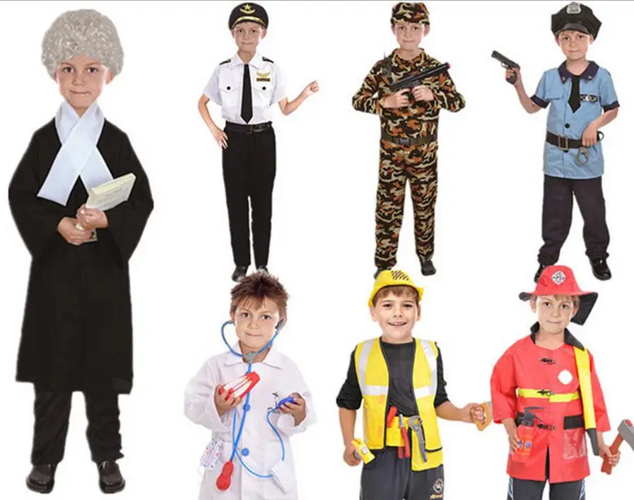 Детские костюмы на Хэллоуин; Fantasia Disfraces; костюмы полиции для мальчиков; Детский костюм для косплея полицейского, врача, пилота, пожарного
