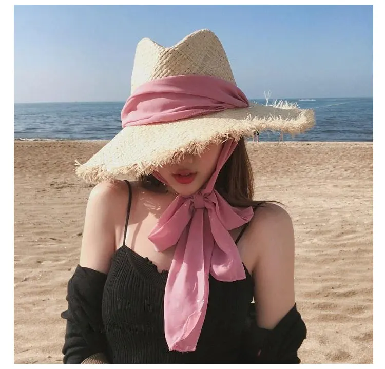 sun hats for women beach raffia hat summer straw hat woman summer  (1)