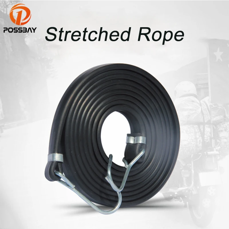 POSSBAY 2 Hooks 2.3meters Motorcycle Strap Strength Retractable Helmet Cord Bandage Tape Elastic Net Belt Luggage Elastic Rope