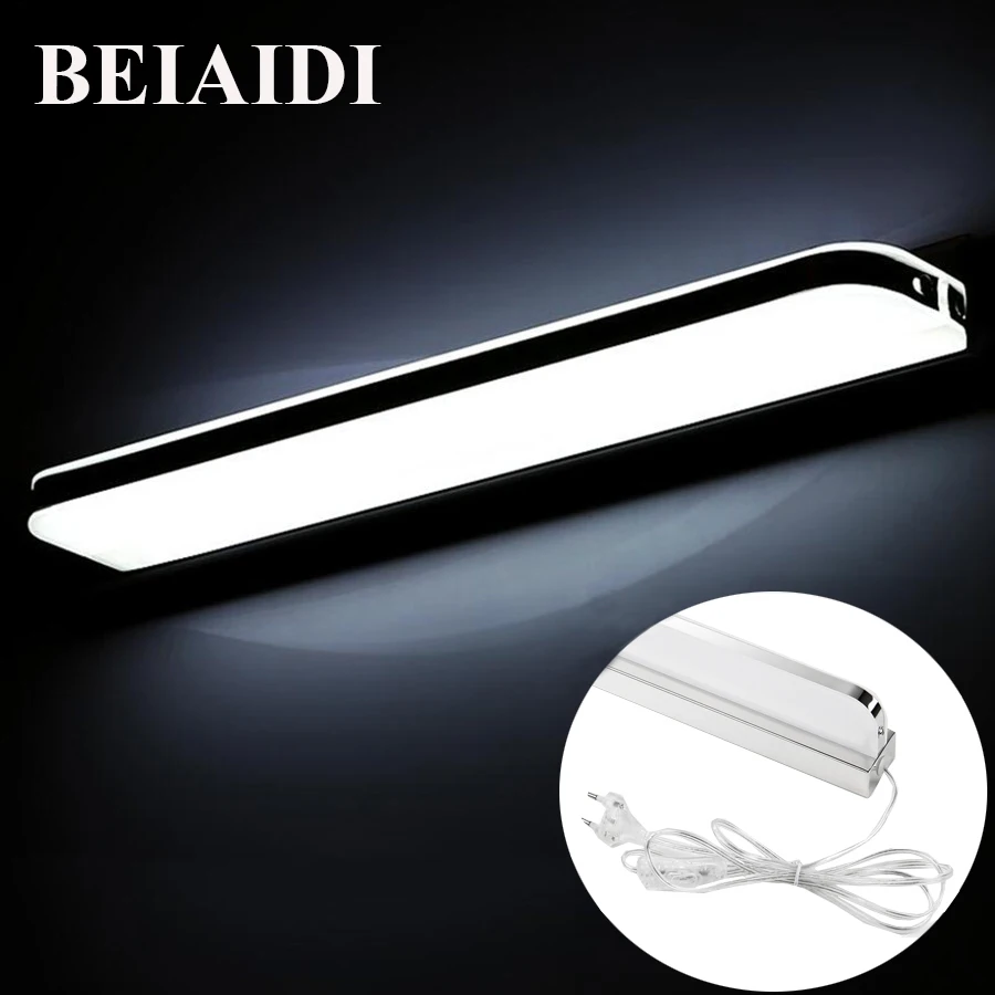 

BEIAIDI 42CM 9W Modern LED Mirror Light With EU Plug Acrylic LED Wall Lamp Fixtures Bedside Hallway Vanity Front Mirror Light