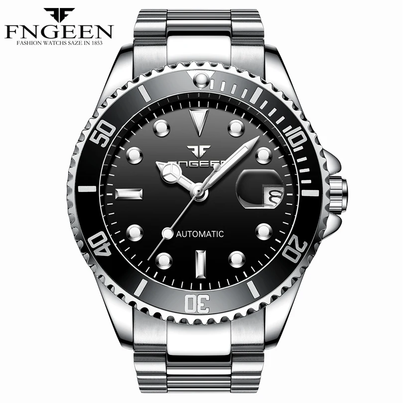 

Famous Luxury Sport Brand FNGEEN Automatic Mechanical Man Watch Green Black Blue Water Ghost Steel Nylon Strap Male Wrist Watch