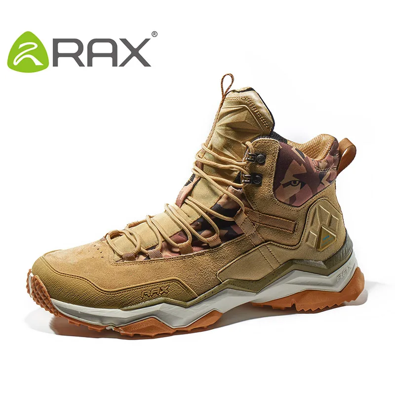 RAX Men Hiking Shoes Mid-top Waterproof Outdoor Sneaker Men Leather Trekking Boots Trail Camping Climbing Hunting Sneakers Women