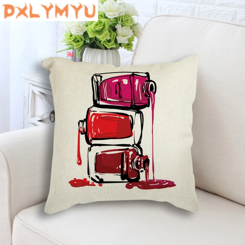

Nordic Pop Art Watercolor Nail Gel Posters Printed Pillowcase Decorative Pillows Cushion Cover Use For Home Sofa Car Office