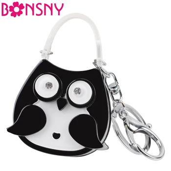 

Bonsny Acrylic Owl Bag Shape Key Chain Key Ring For Women Handbag Bag Charm New Fashion Jewelry Keychain Accessories