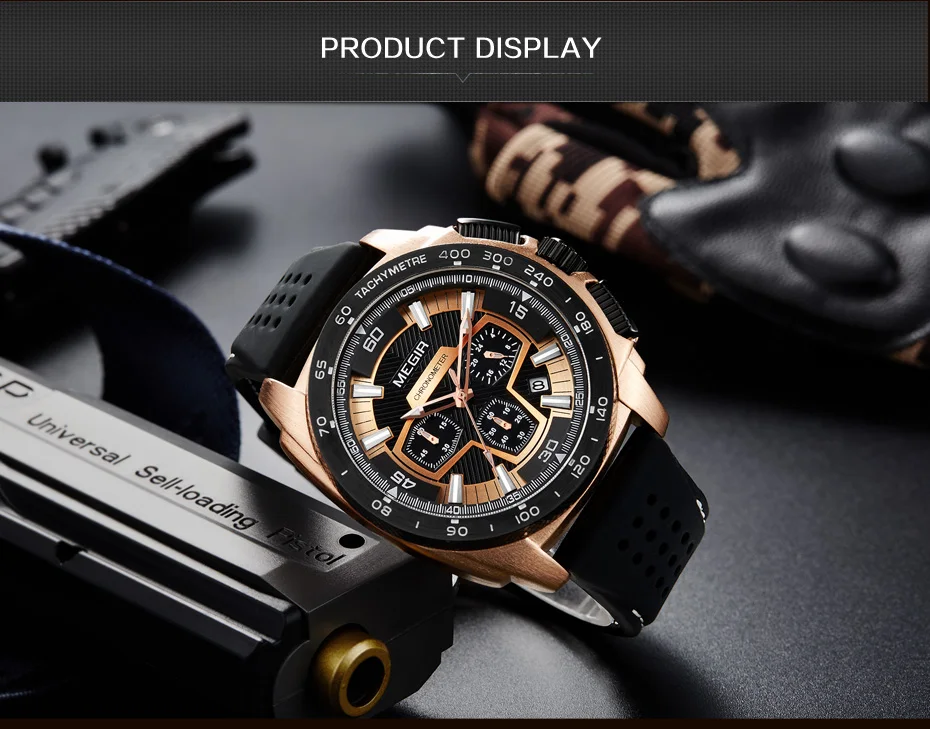 Мужские армейские Спортивные кварцевые наручные часы силиконовый ремешок военный морской хронограф секундомер часы Relogios Masculino 2056G-BK-1