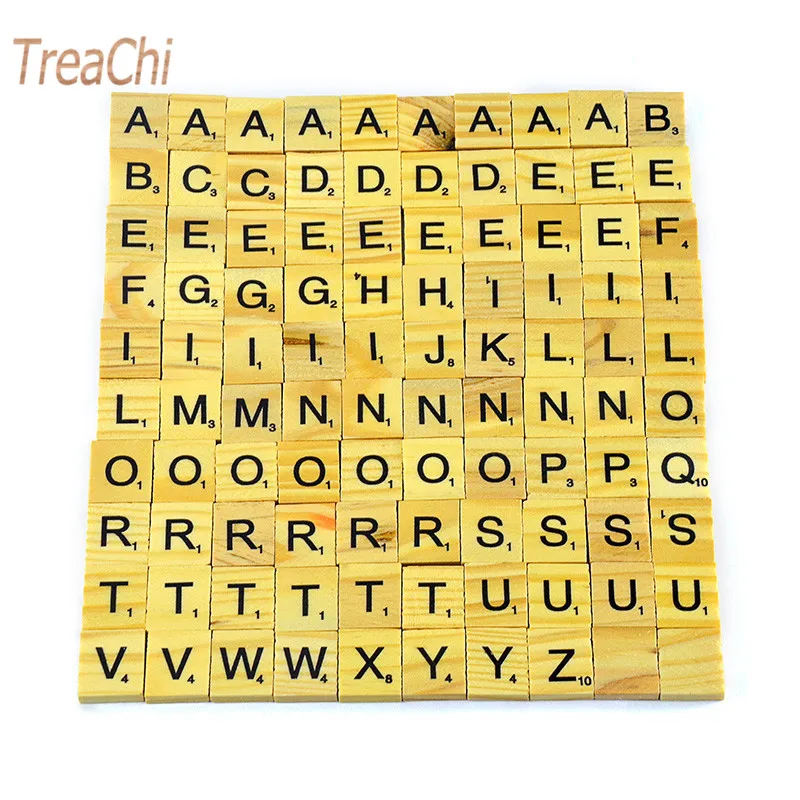 

100Pcs/set English Words Wooden Letters Alphabet Tiles Black Scrabble Letters & Numbers For Crafts Wood