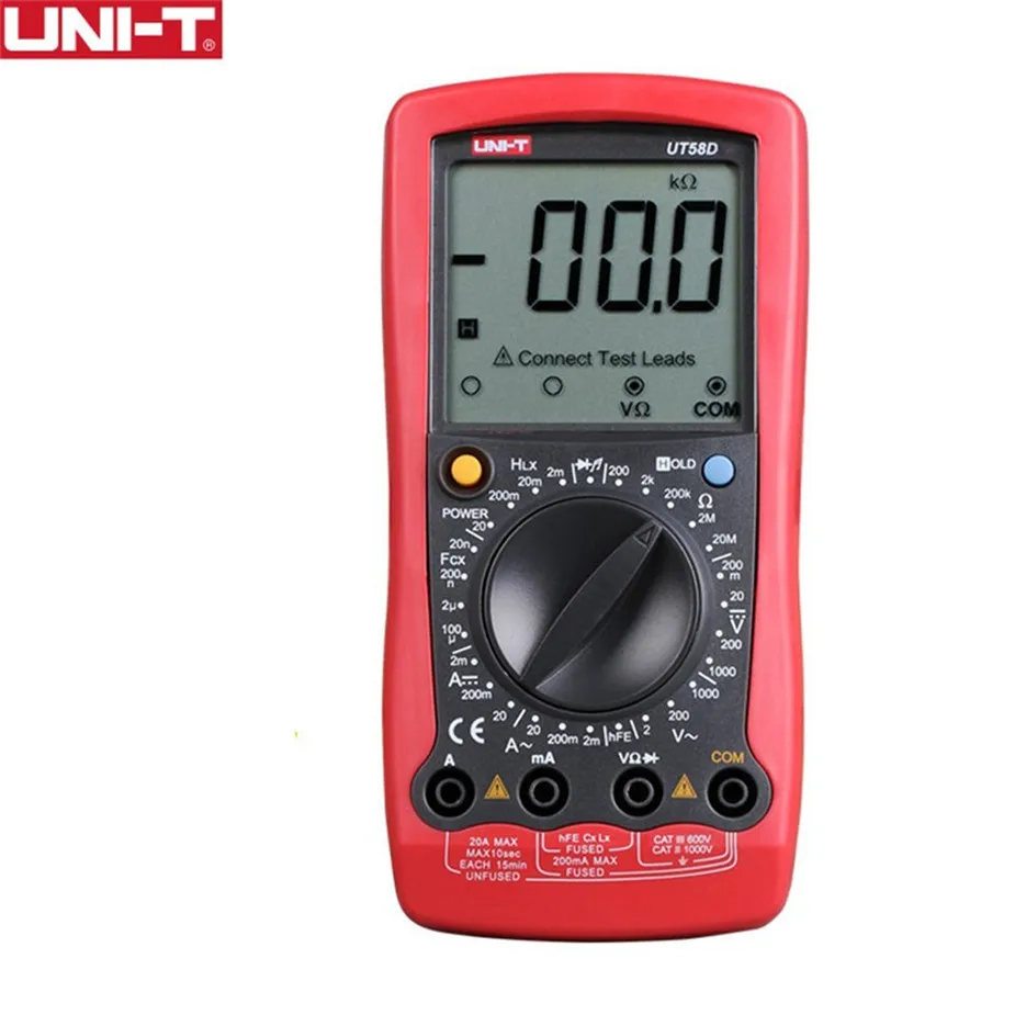 

UNI-T UT58D LCD Digital Multimeter AC/DC Volt Amp Ohm Capacitance Inductance Tester 20A