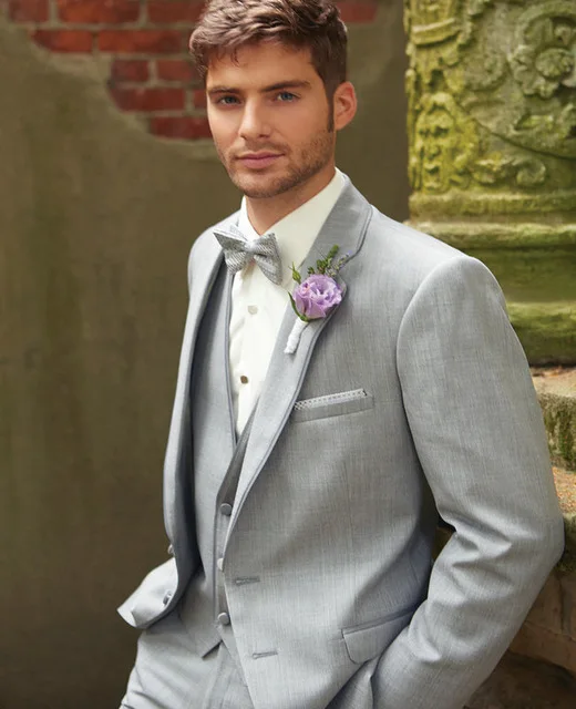 Серый костюм жениха Дэвида бекхема, жениха, жениха, костюм на заказ, смокинги(куртка+ штаны+ жилет), костюмы для шафера, костюм Homme style - Цвет: same as image