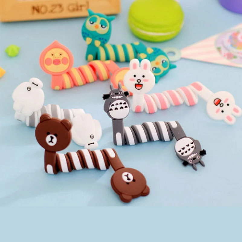 

1PC Cartoon Cable Winder Protector Wire Cord Organizer Data Line Management Clip Cable Clip For USB Charging Cable Random Color