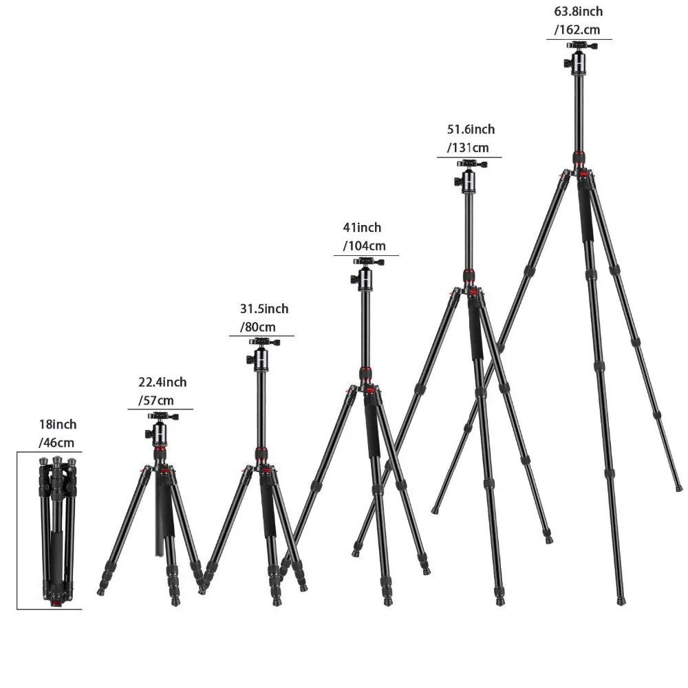 Neewer Aluminum Alloy 64 inches/162 cm Camera Travel Tripod Monopod with 360 Degree Ball Head1/4 in