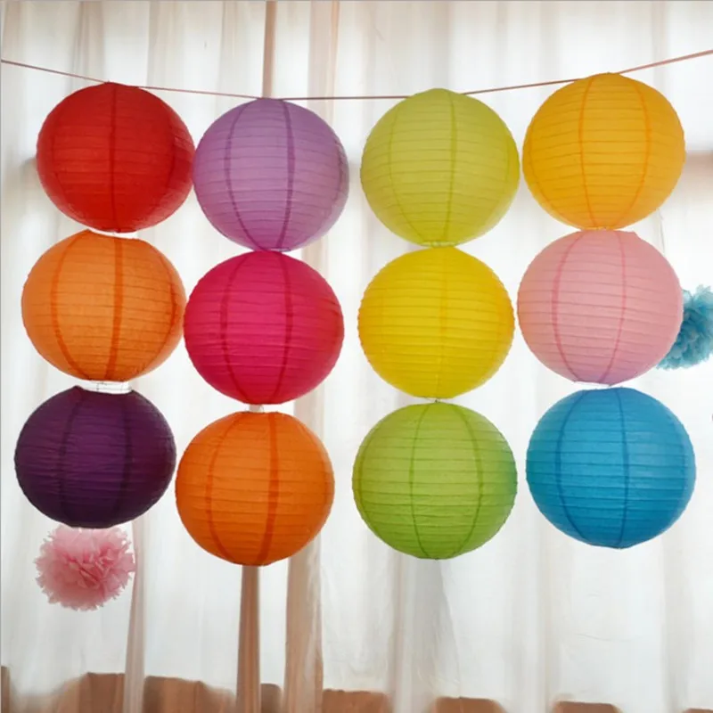 10 Inch 32 Colors Round Paper Lanterns For Art Home Wedding and Party
