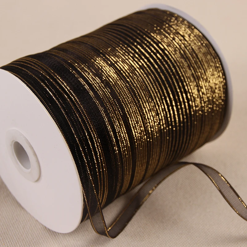 

6mm Gold Silver Edge Chiffon Organza Ribbons 450Meters/Roll Birthday Party Wedding Gift Box Wrapping DIY Crafts Supplies Ribbon