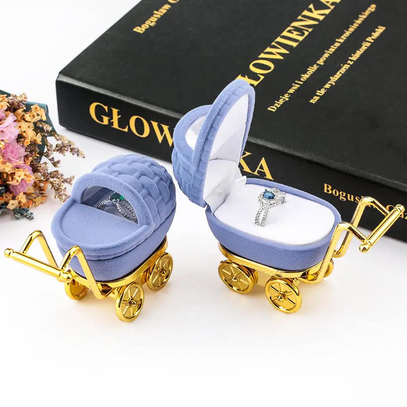 Lovely Baby Carriage Velvet Jewelry Box Ring Holder