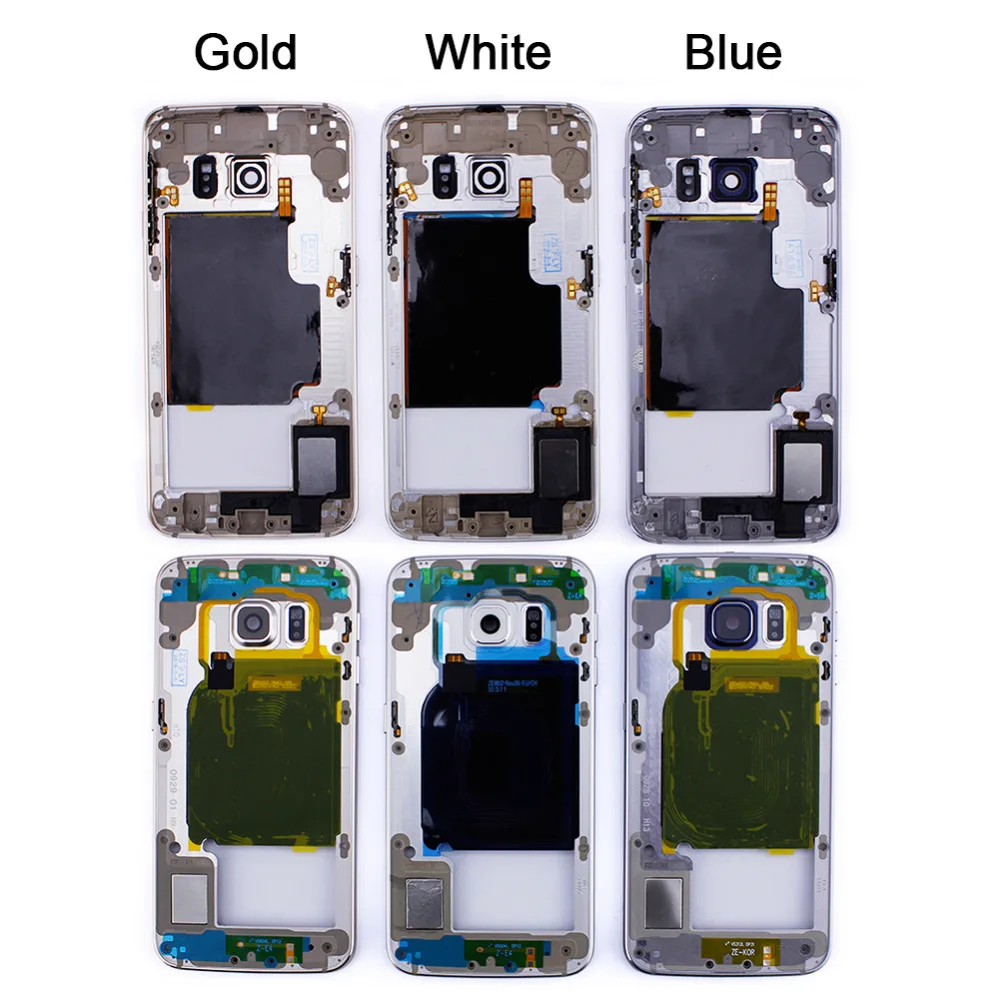Golden Blue White Phone Middle Mid Frame Chassis Housing for Samsung Galaxy S6 edge Replacement Parts