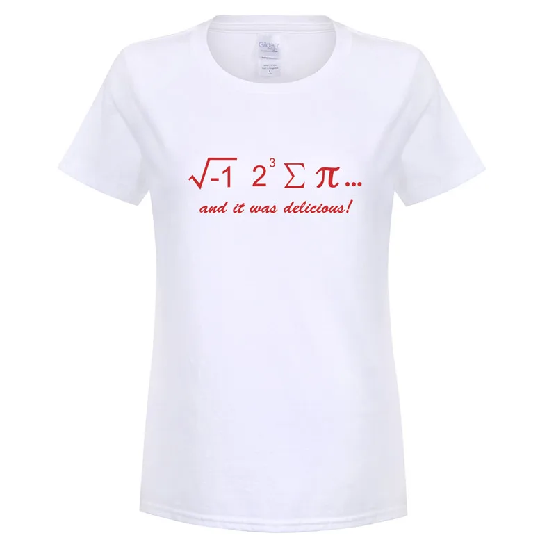 Летом я съел некоторые пирог и это был вкусные Для женщин футболка забавная Математика с Изделие из хлопка с короткими рукавами для девочек Футболки Топ ot-609